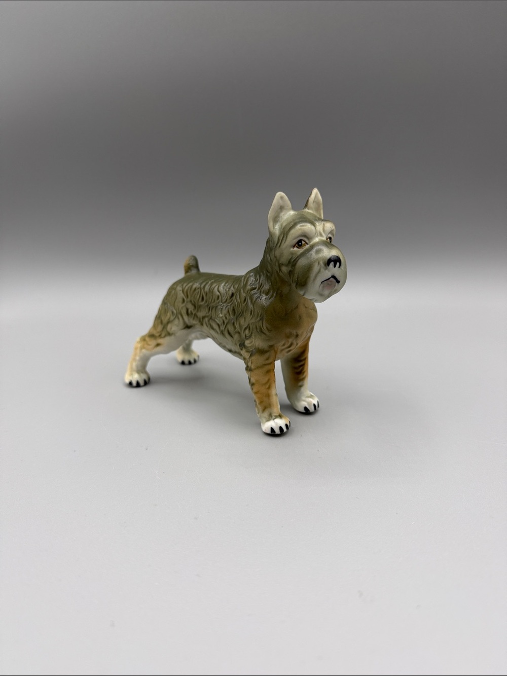 Vintage Schnauzer Figurine Bisque Porcelain